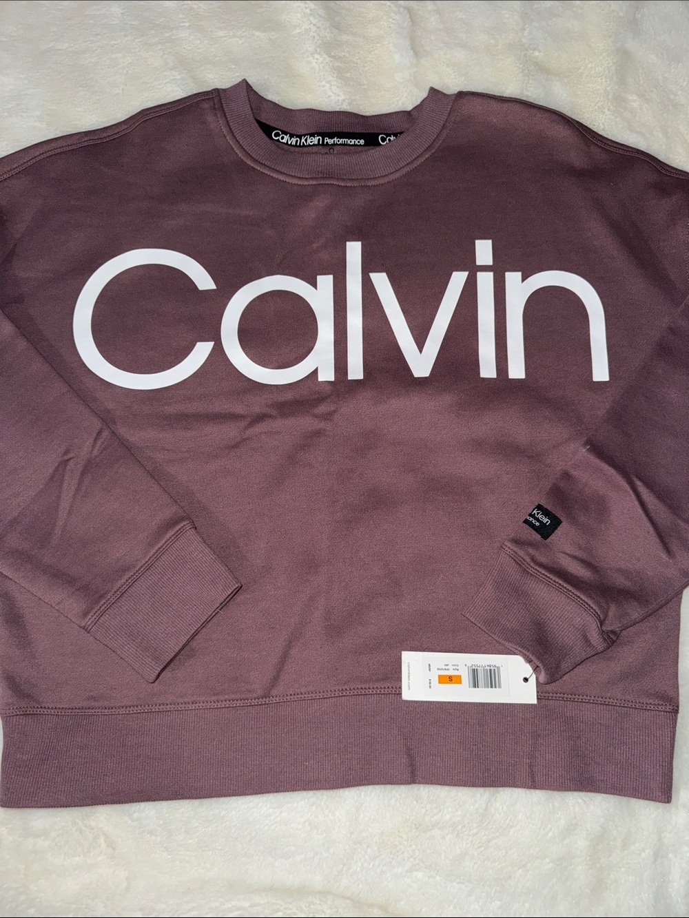 Calvin Klein Women's Crewneck Sweatshirt - Plum with White Logo